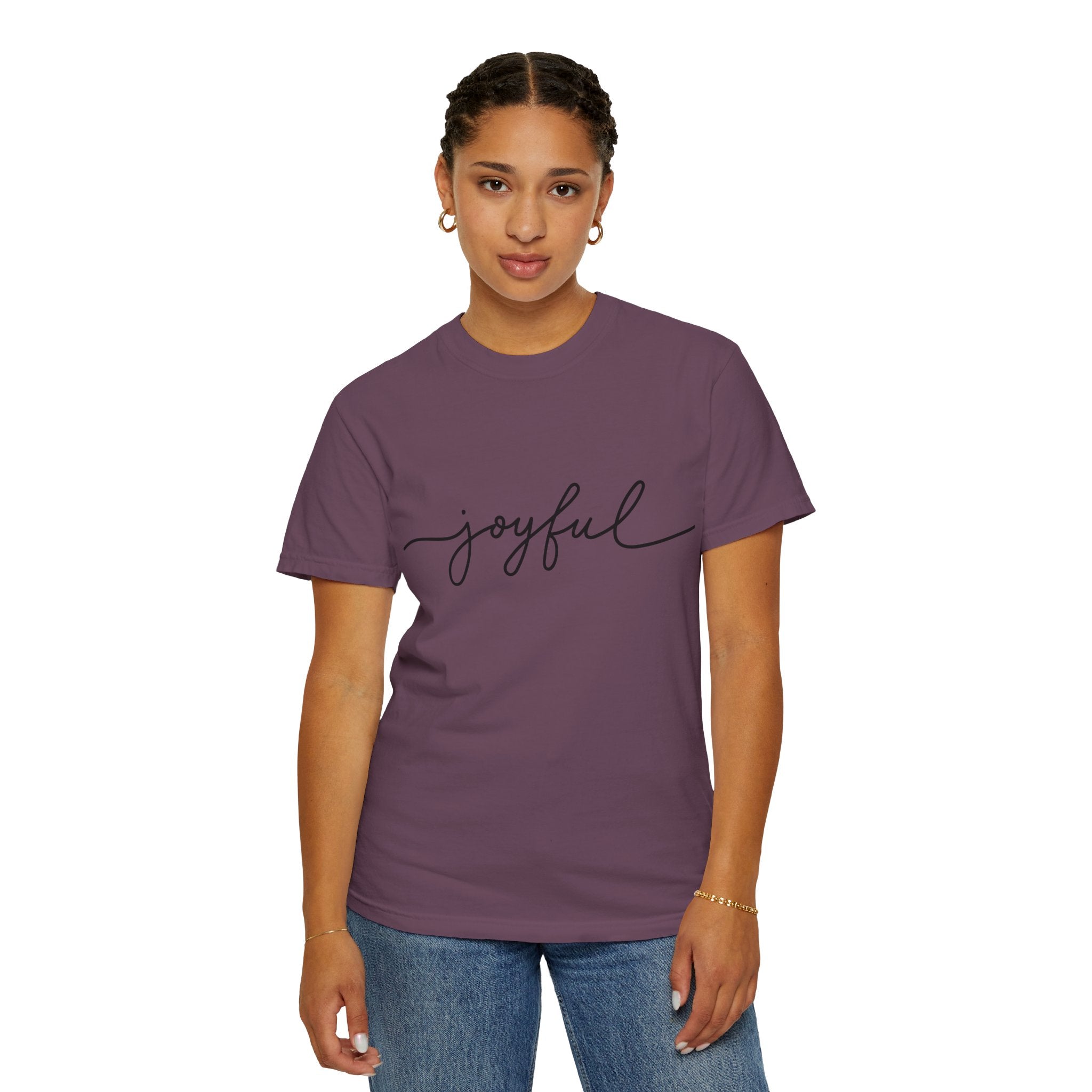 Joyful Unisex Garment-Dyed T-Shirt, Positive Vibes Shirt, Casual Everyday Tee, Gift for Friends, Birthday Celebration Top