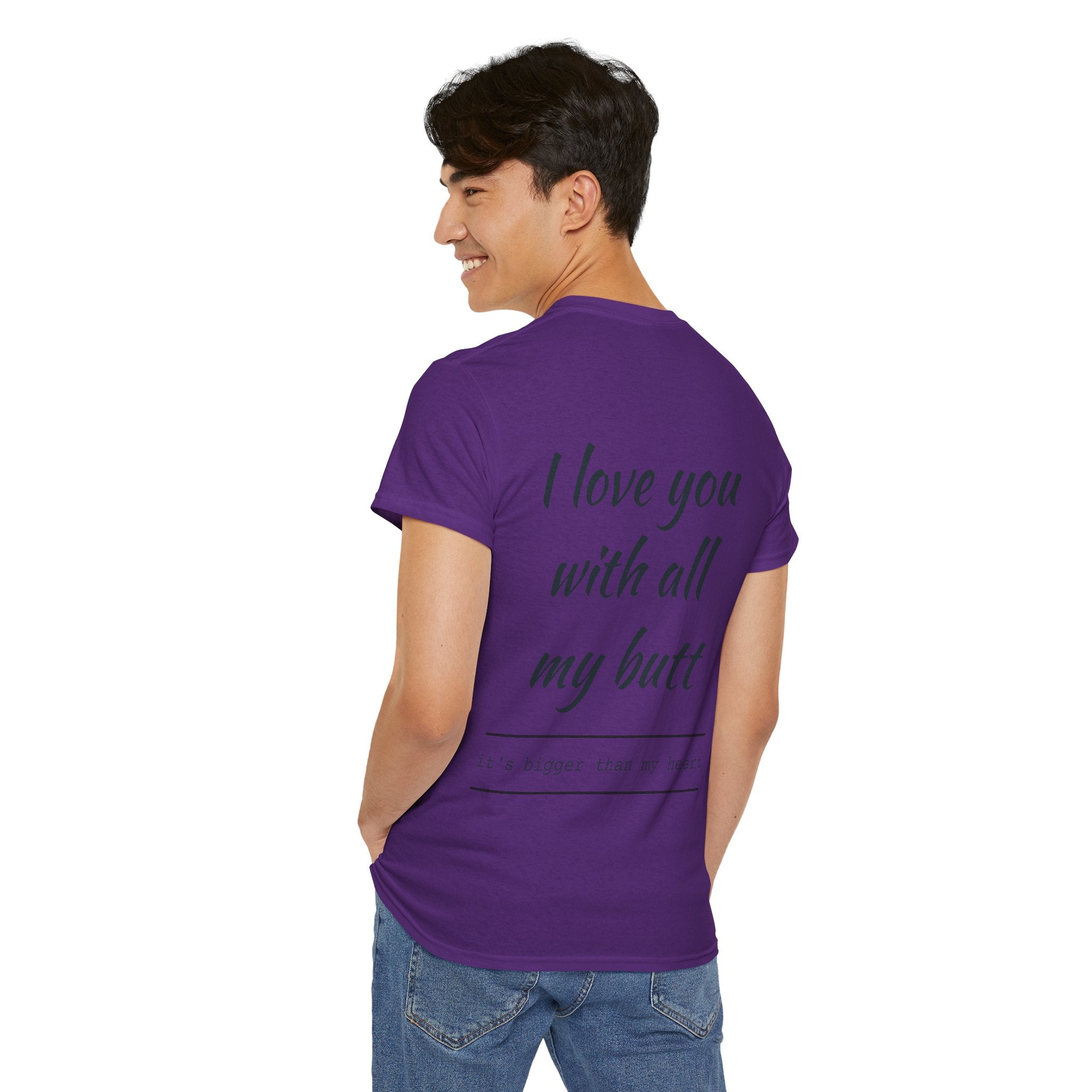 Unisex Heavy Cotton Tee: 'I Love You with All My Butt' Fun Graphic Shirt, Gift for Couples, Quirky Humor Tee, Valentine's Day, Anniversary