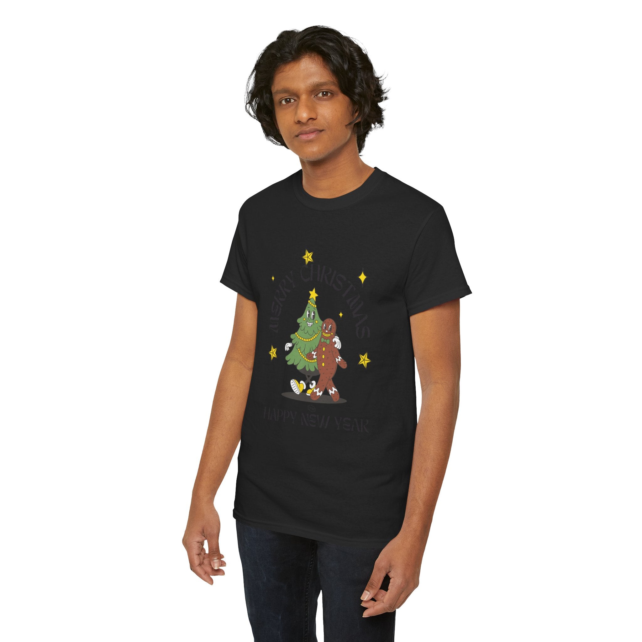 Christmas Gingerbread Tree Tee - "Merry Christmas, Happy New Year" Holiday Shirt
