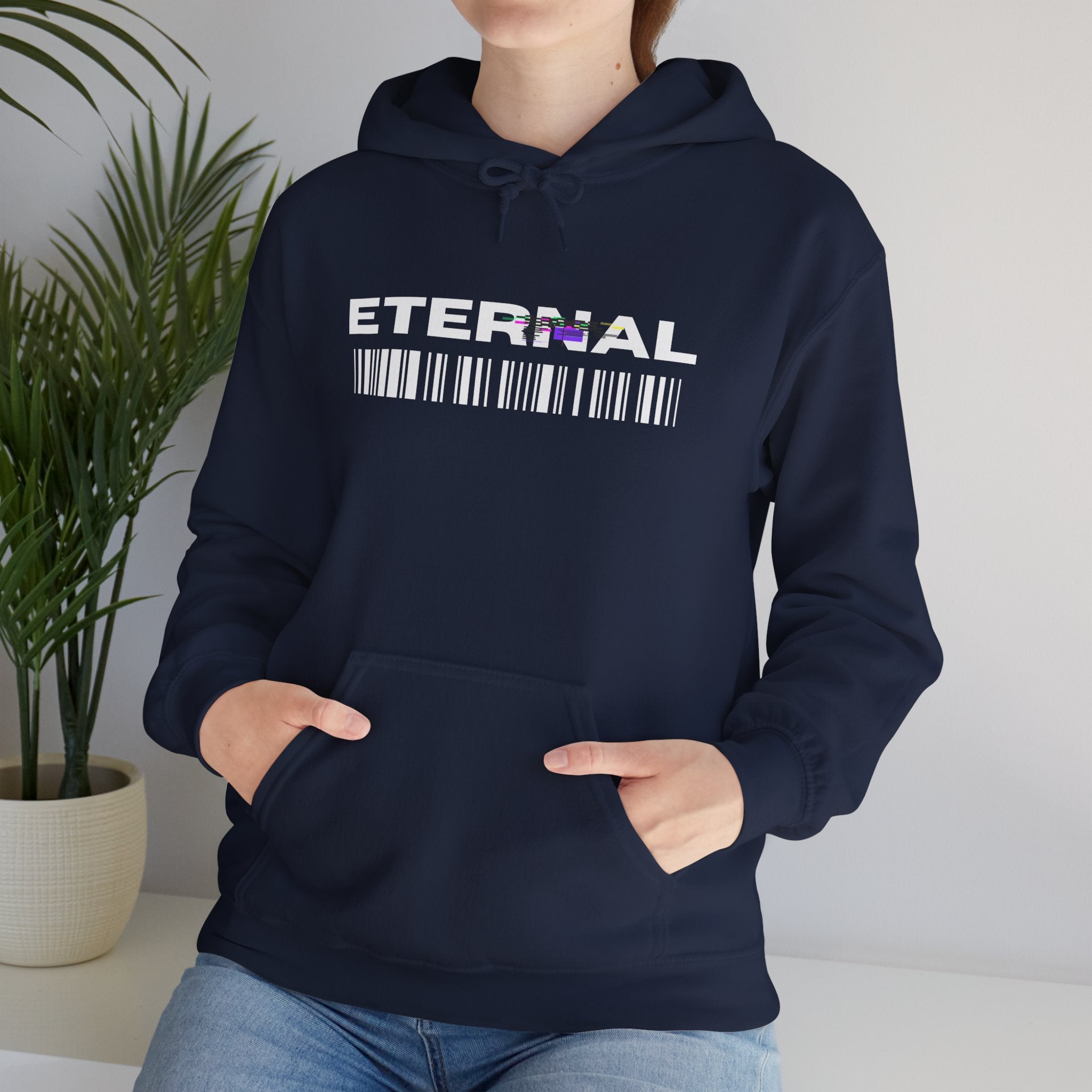 Eternal Barcode Hoodie — Black Graphic Pullover