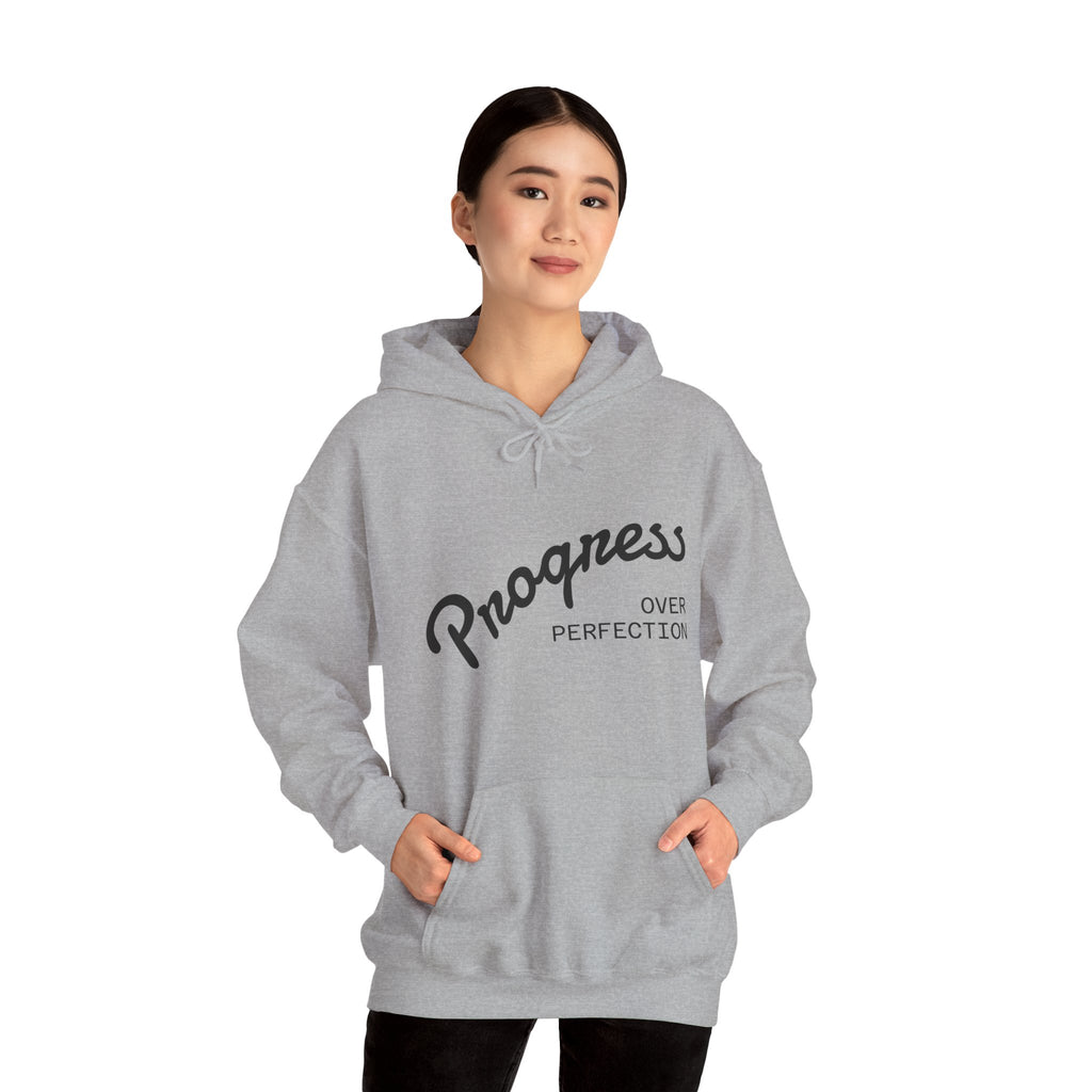 Progress Over Perfection Hoodie, Motivational Sweatshirt, Unisex Hooded Sweatshirt, Cozy Casual Wear, Gift for Her, Inspirational Apparel