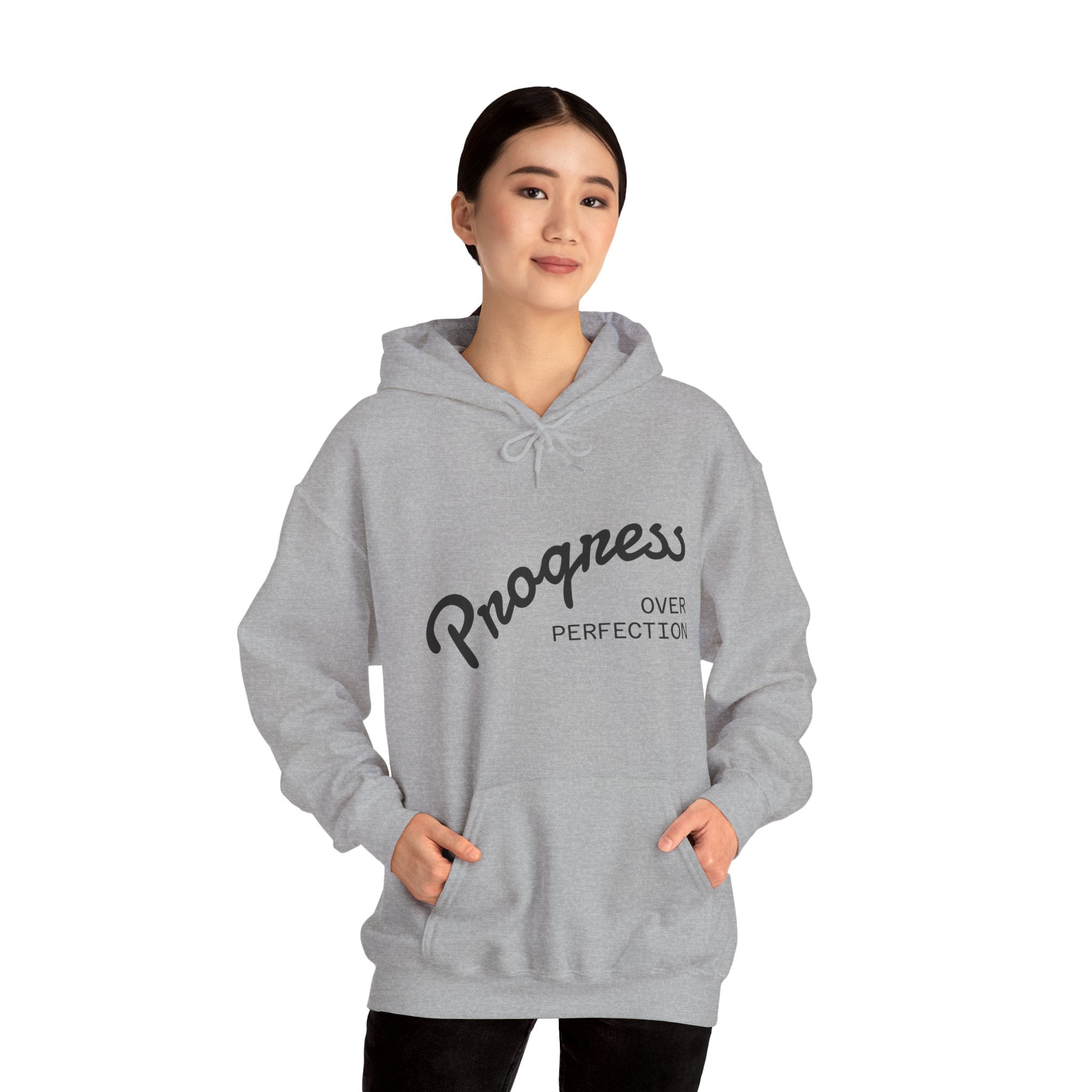 Progress Over Perfection Hoodie, Motivational Sweatshirt, Unisex Hooded Sweatshirt, Cozy Casual Wear, Gift for Her, Inspirational Apparel