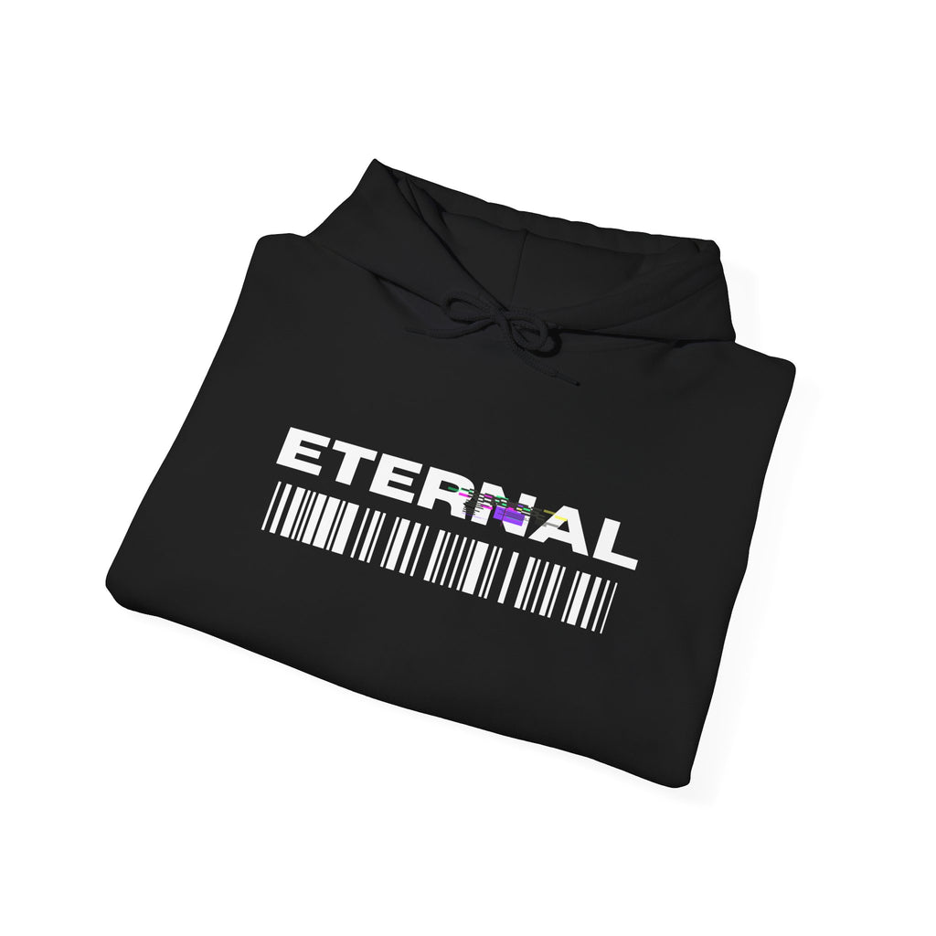 Eternal Barcode Hoodie — Black Graphic Pullover