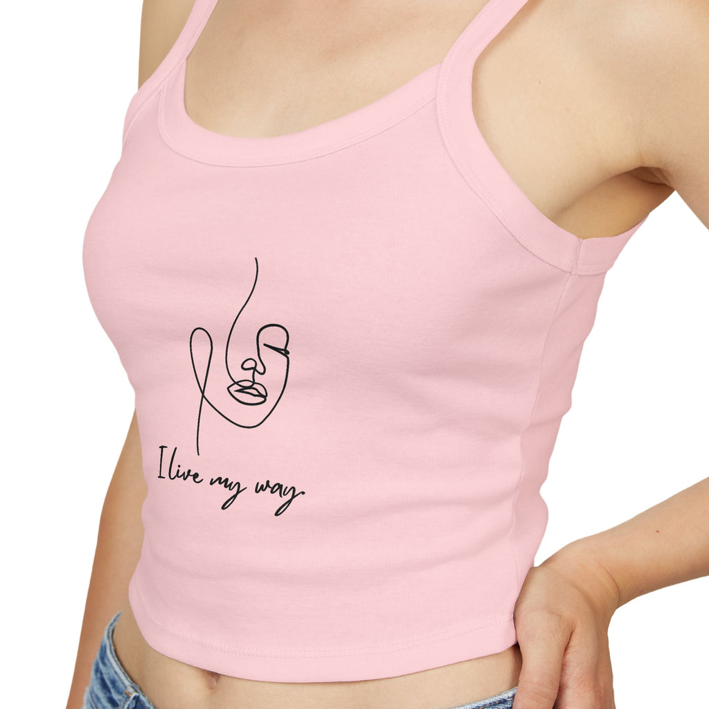 Women's Spaghetti Strap Tank Top, I Love My Way, Casual Summer Wear, Beach Outfit, Graphic Crop Top, Gift for Her