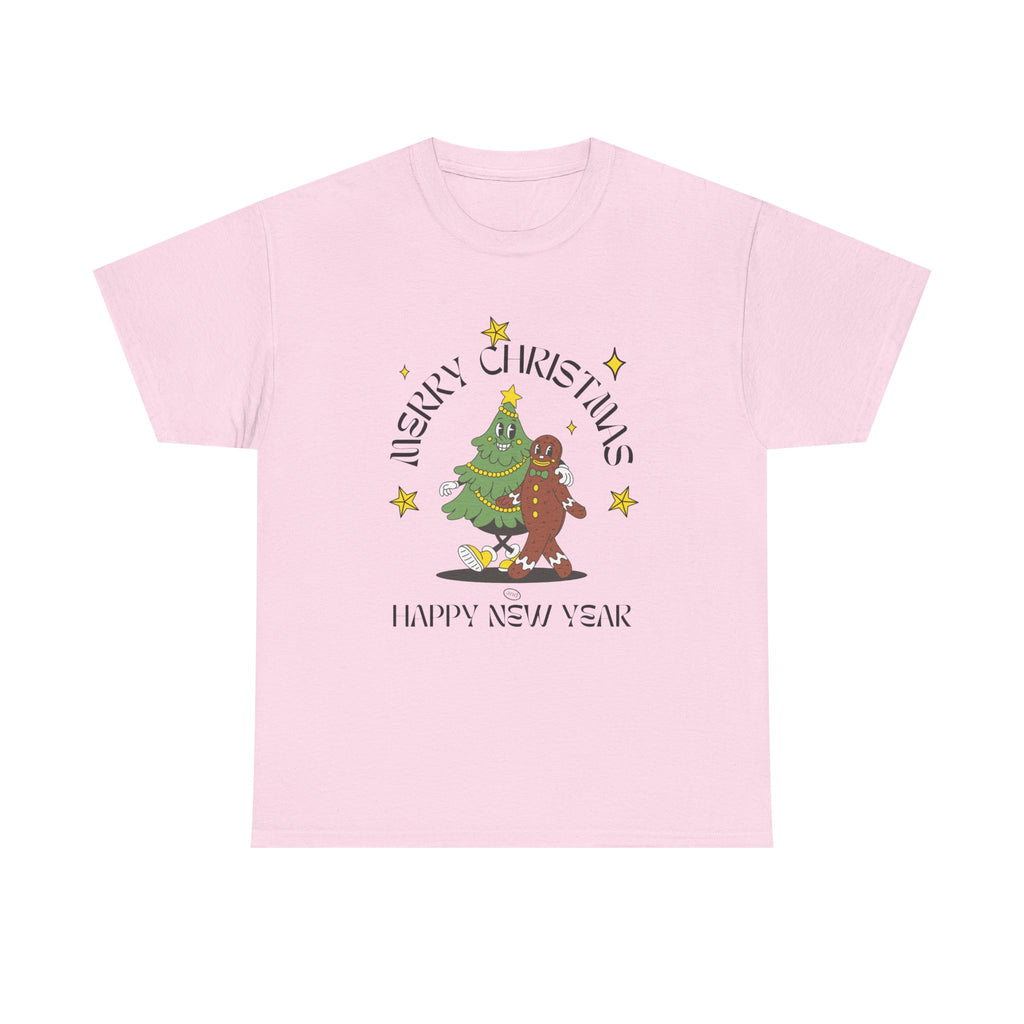 Christmas Gingerbread Tree Tee - "Merry Christmas, Happy New Year" Holiday Shirt