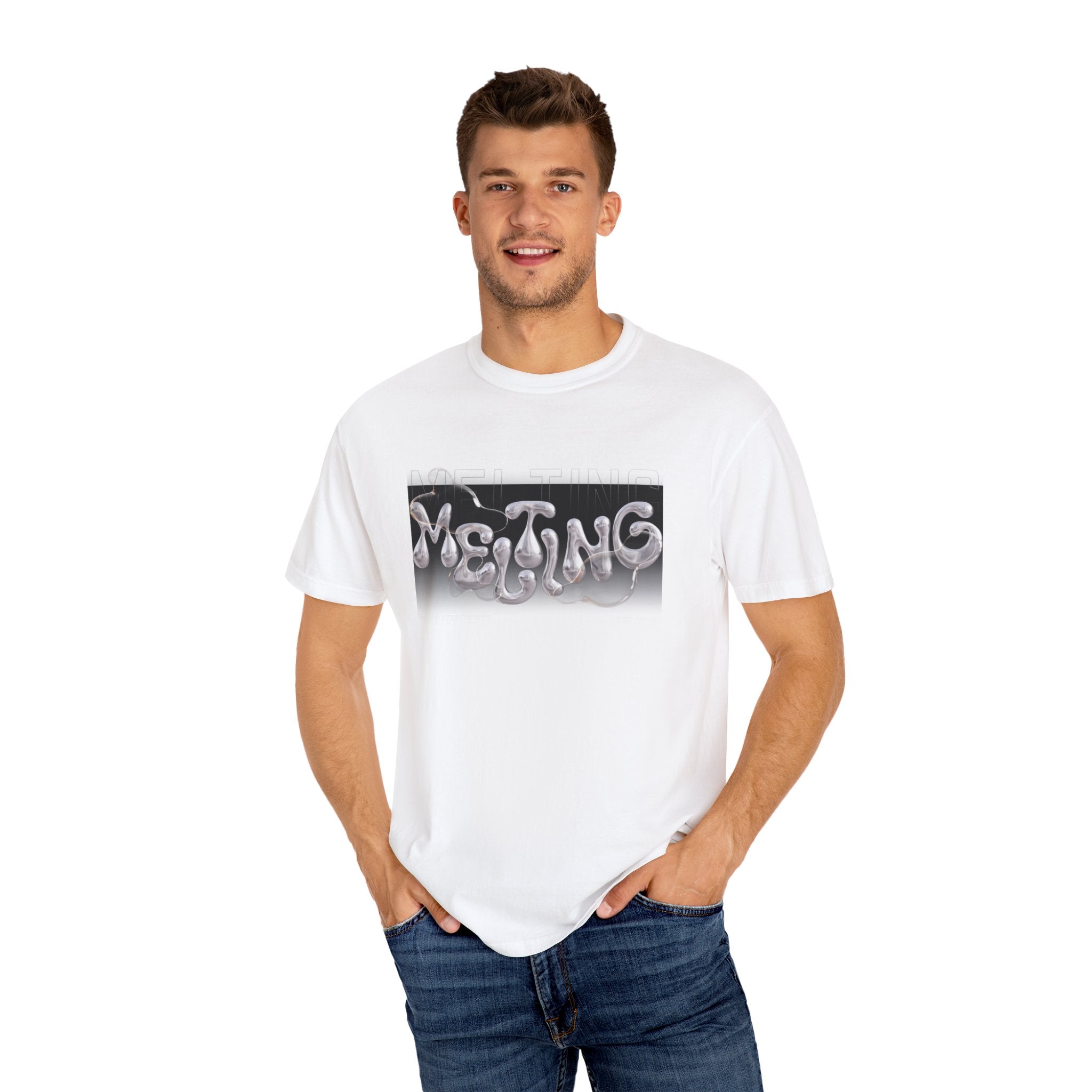 Melting Vibes Unisex Garment-Dyed T-shirt | Cool Graphic Tee for Art Lovers, Trendy Casual Wear, Unique Gift, Summer Style
