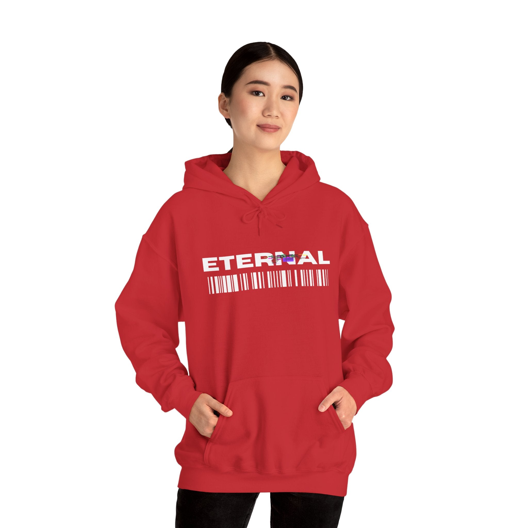 Eternal Barcode Hoodie — Black Graphic Pullover