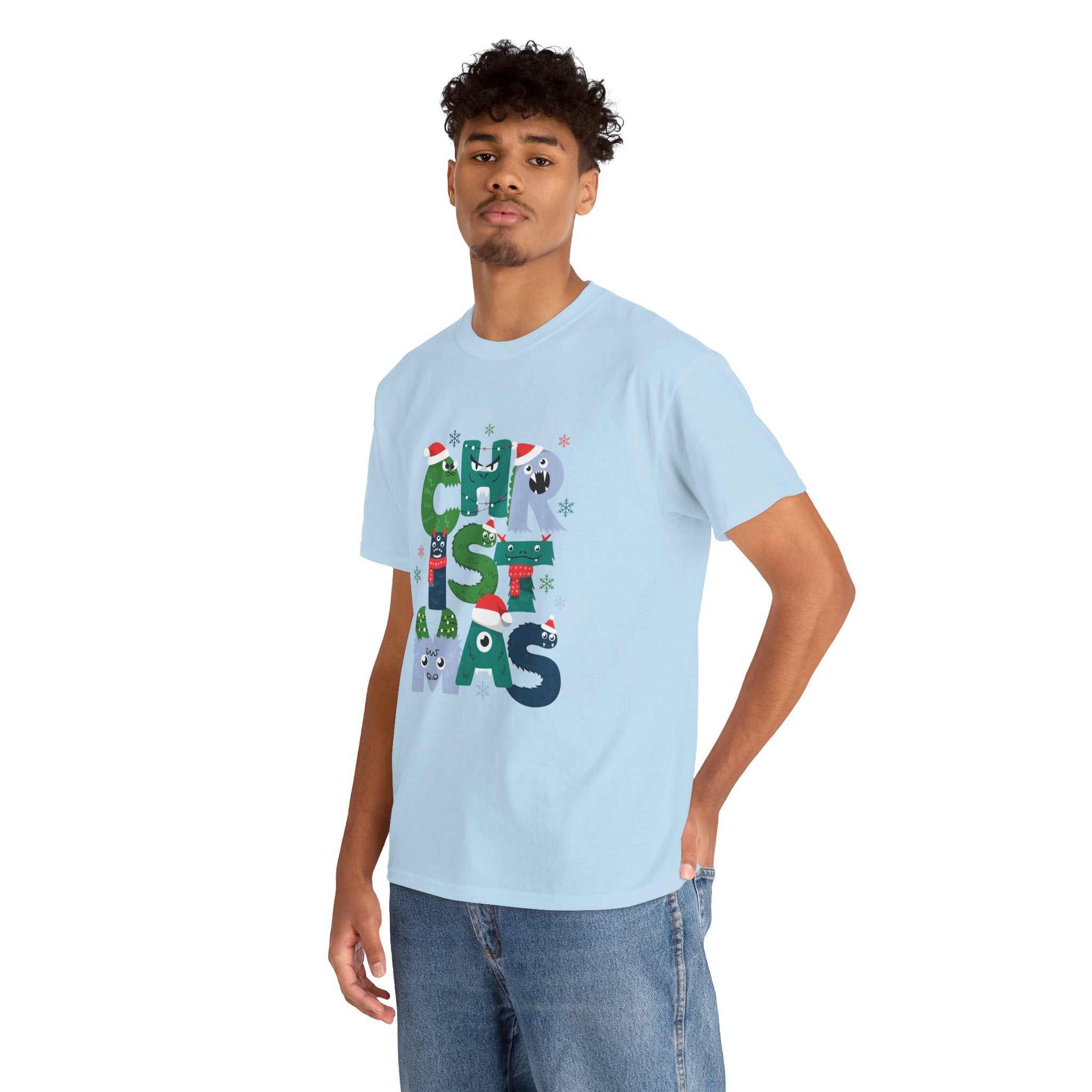 Christmas Graphic Tee — Cute Holiday "CHRISTMAS" Lettering T‑Shirt