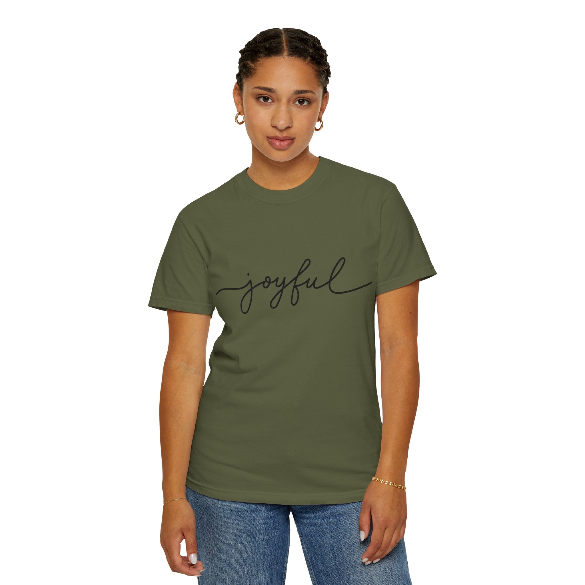 Joyful Unisex Garment-Dyed T-Shirt, Positive Vibes Shirt, Casual Everyday Tee, Gift for Friends, Birthday Celebration Top