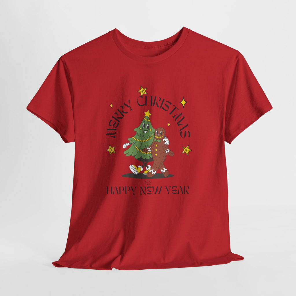 Christmas Gingerbread Tree Tee - "Merry Christmas, Happy New Year" Holiday Shirt