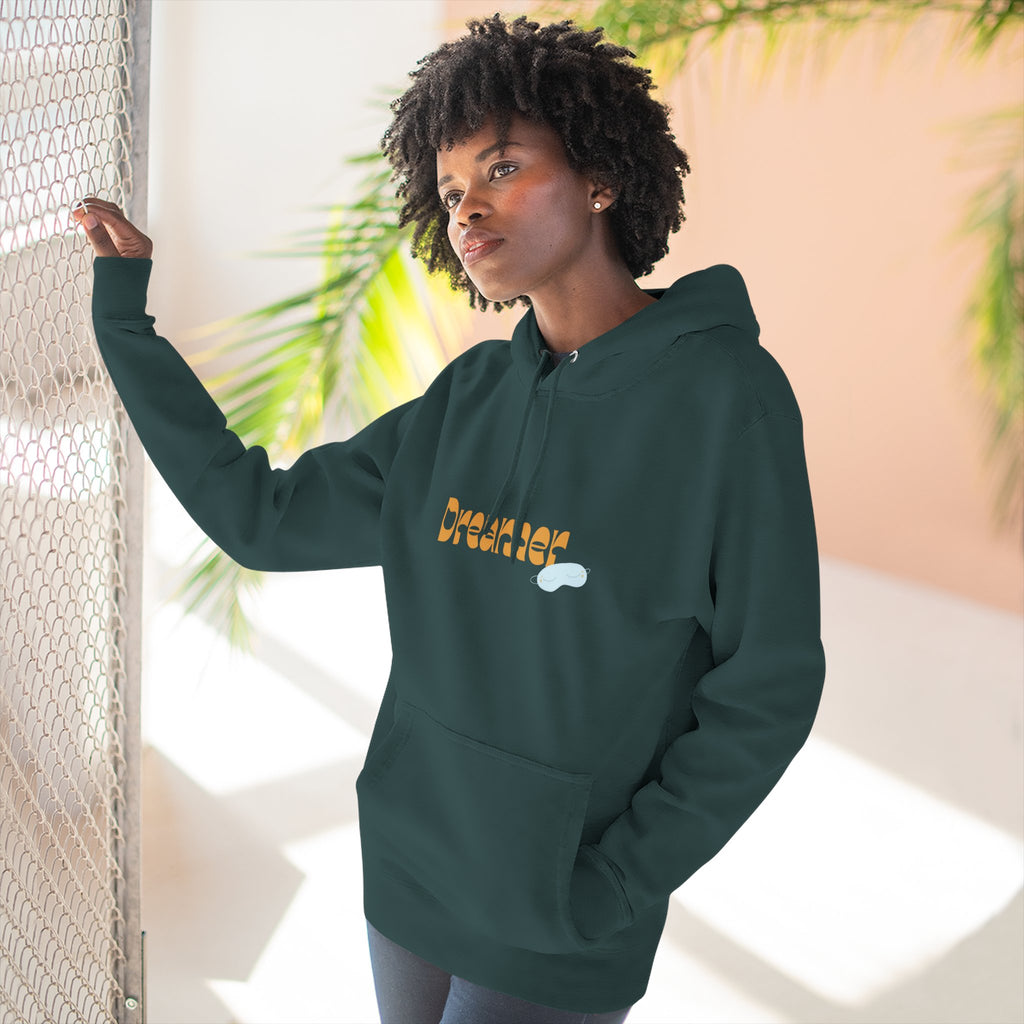 Dreamer Three-Panel Fleece Hoodie | Cozy Sweatshirt, Gift for Dreamers, Casual Wear, Inspirational Apparel, Everyday Comfort