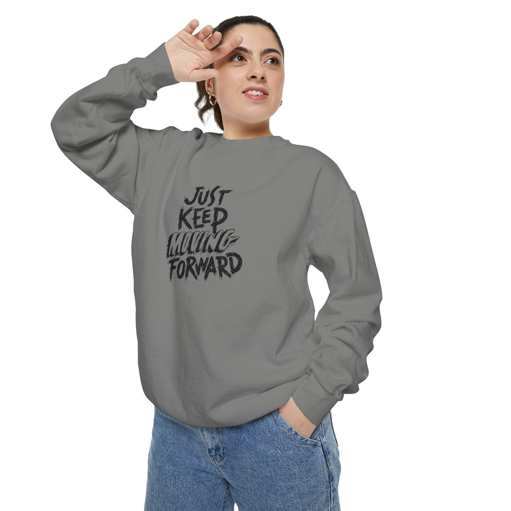 Motivational Sweatshirt - Just Keep Moving Forward, Unisex Garment-Dyed Crewneck, Cozy Gift, Inspirational Apparel, Perfect for Every [...]