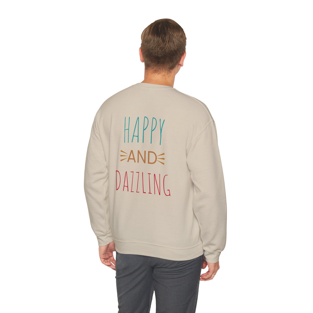 Happy and Dazzling Unisex Heavy Blend™ Crewneck Sweatshirt, Cozy Gift, Casual Wear, Everyday Comfort, Perfect for Birthdays or Celebrations