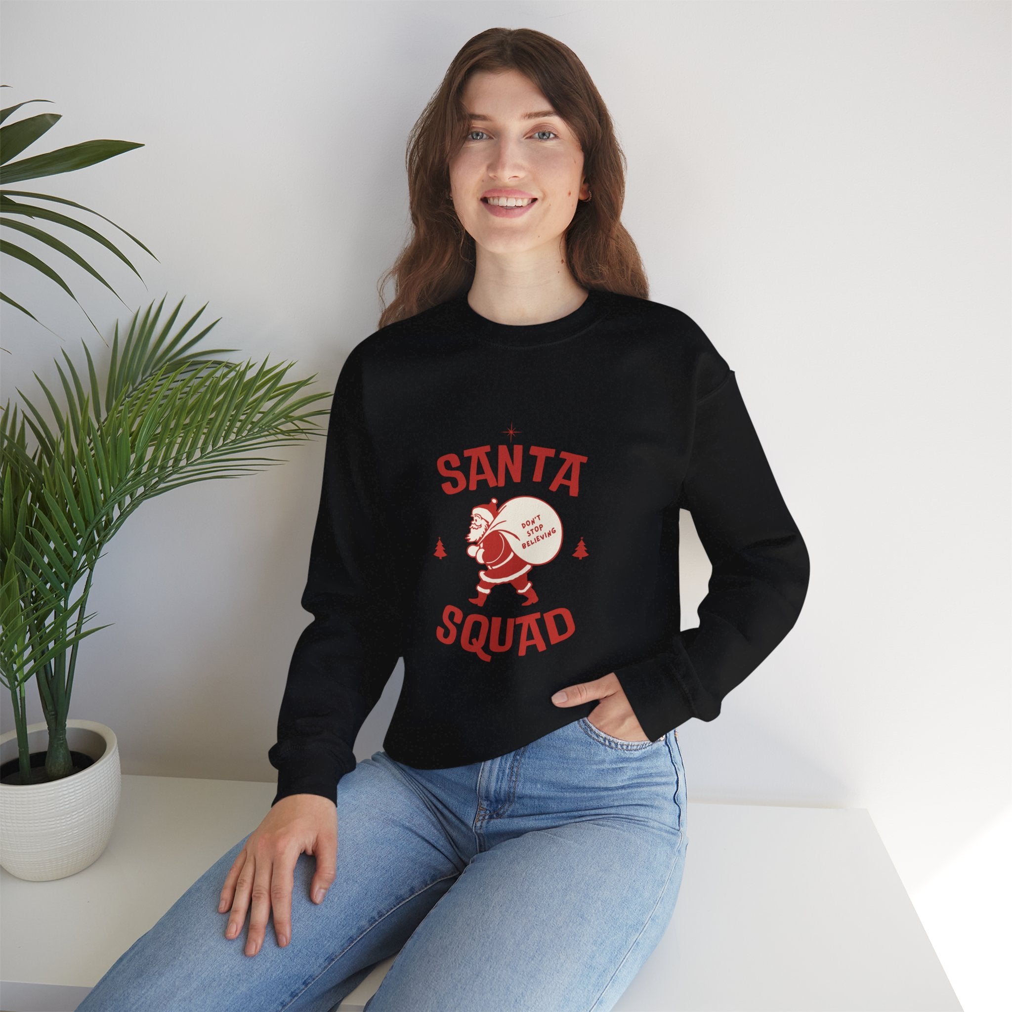 Santa Squad Crewneck Sweatshirt — Retro Santa Graphic Christmas Sweater