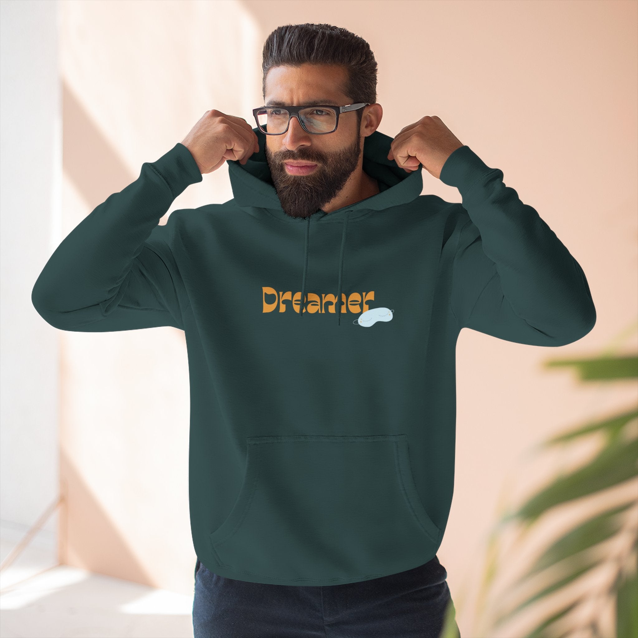 Dreamer Three-Panel Fleece Hoodie | Cozy Sweatshirt, Gift for Dreamers, Casual Wear, Inspirational Apparel, Everyday Comfort