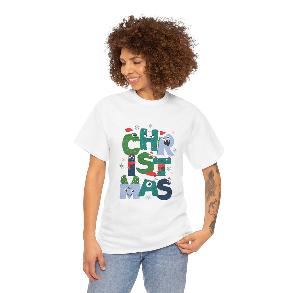 Christmas Graphic Tee — Cute Holiday "CHRISTMAS" Lettering T‑Shirt