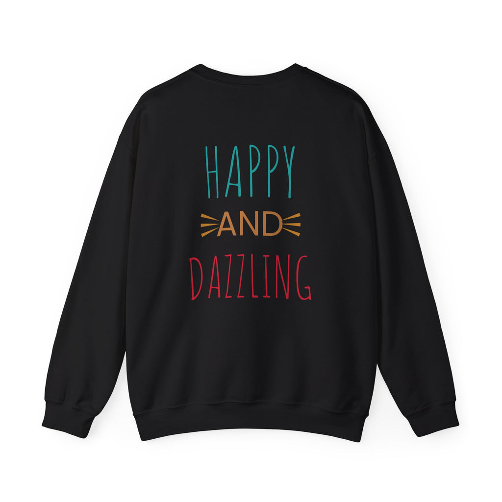 Happy and Dazzling Unisex Heavy Blend™ Crewneck Sweatshirt, Cozy Gift, Casual Wear, Everyday Comfort, Perfect for Birthdays or Celebrations