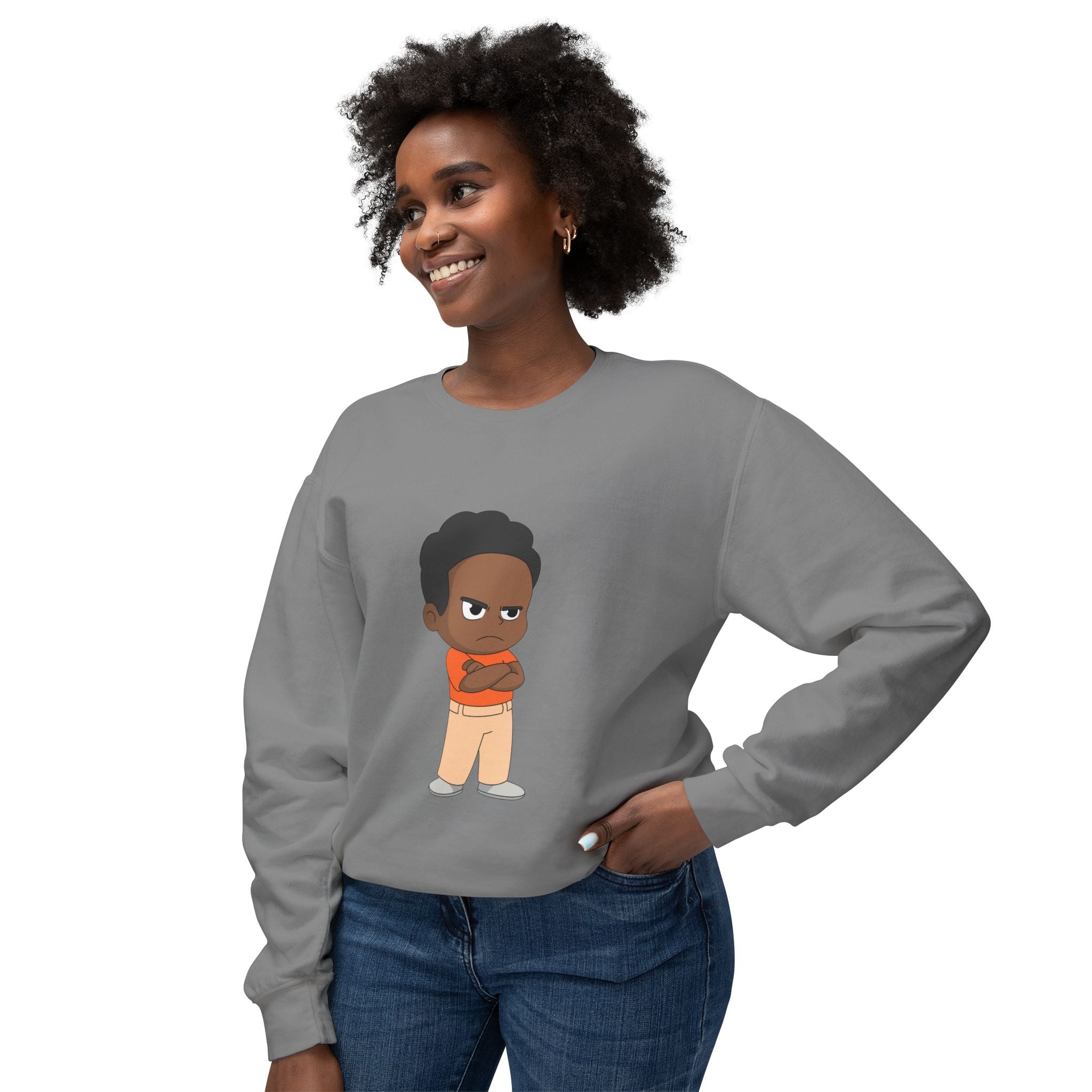 Playful Cartoon Crewneck Sweatshirt | Funny Lightweight Sweatshirt for Kids & Teens, Birthday Gift, Casualwear, Seasonal Comfort