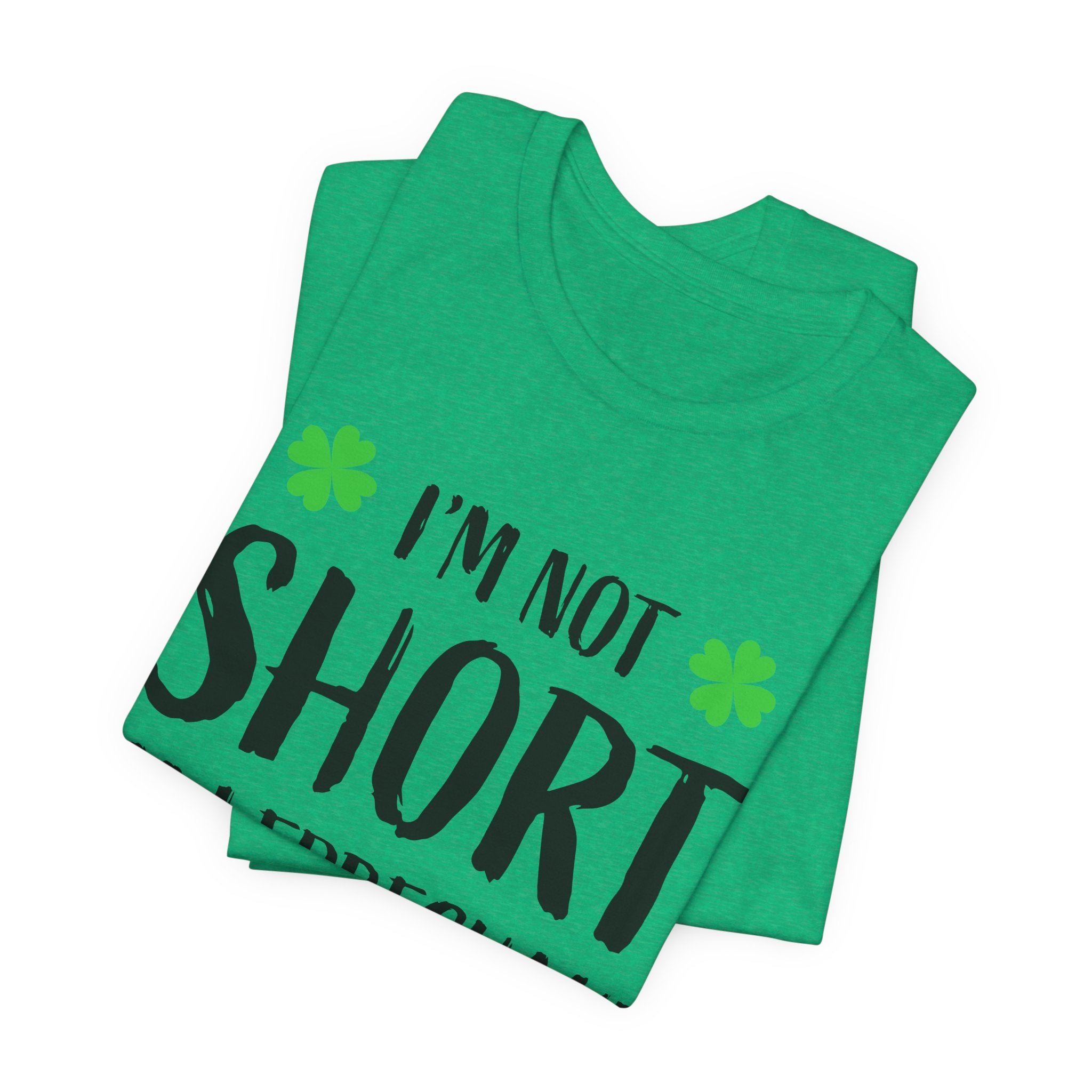 St. Patrick's Day Tee, Leprechaun Size Shirt, Unisex Graphic Tee, Funny Irish T-shirt, Short Stature Humor Apparel