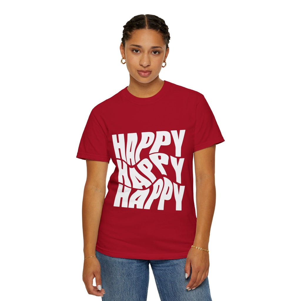 Happy Vibes Unisex Garment-Dyed T-shirt | Positive Affirmation Tee, Casual Wear, Gift for Friends, Summer Style, Comfort Apparel