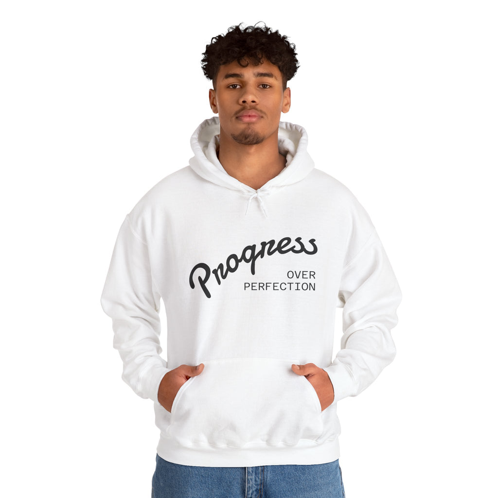 Progress Over Perfection Hoodie, Motivational Sweatshirt, Unisex Hooded Sweatshirt, Cozy Casual Wear, Gift for Her, Inspirational Apparel