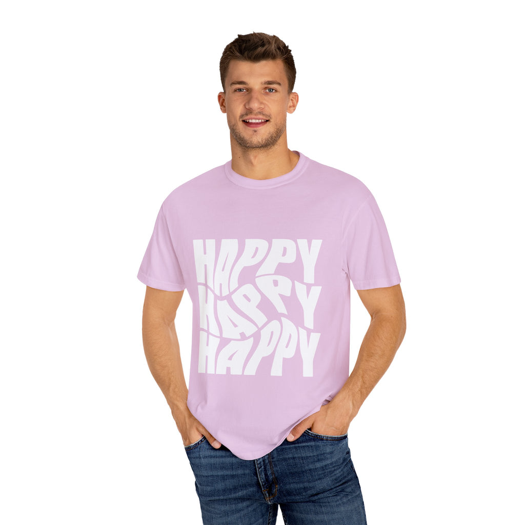 Happy Vibes Unisex Garment-Dyed T-shirt | Positive Affirmation Tee, Casual Wear, Gift for Friends, Summer Style, Comfort Apparel