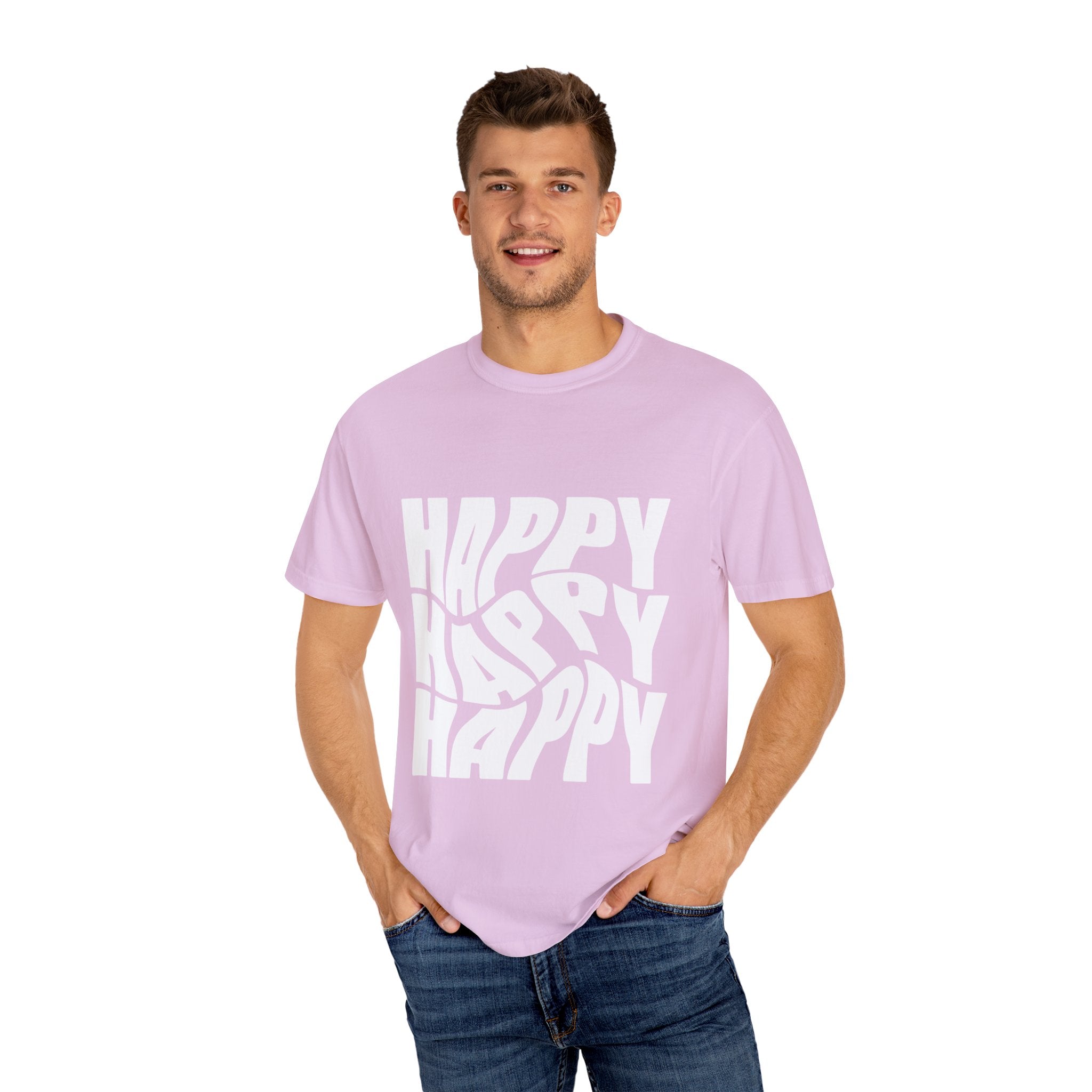 Happy Vibes Unisex Garment-Dyed T-shirt | Positive Affirmation Tee, Casual Wear, Gift for Friends, Summer Style, Comfort Apparel