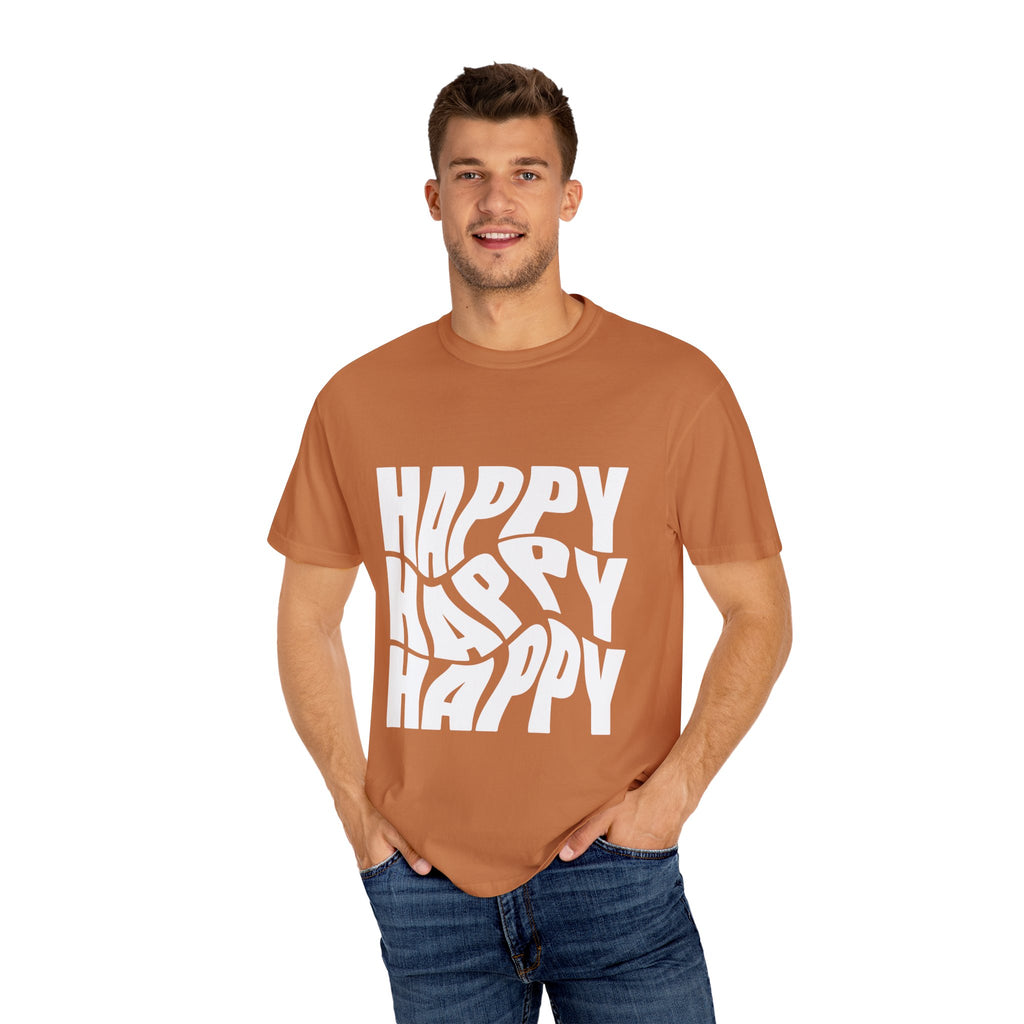Happy Vibes Unisex Garment-Dyed T-shirt | Positive Affirmation Tee, Casual Wear, Gift for Friends, Summer Style, Comfort Apparel