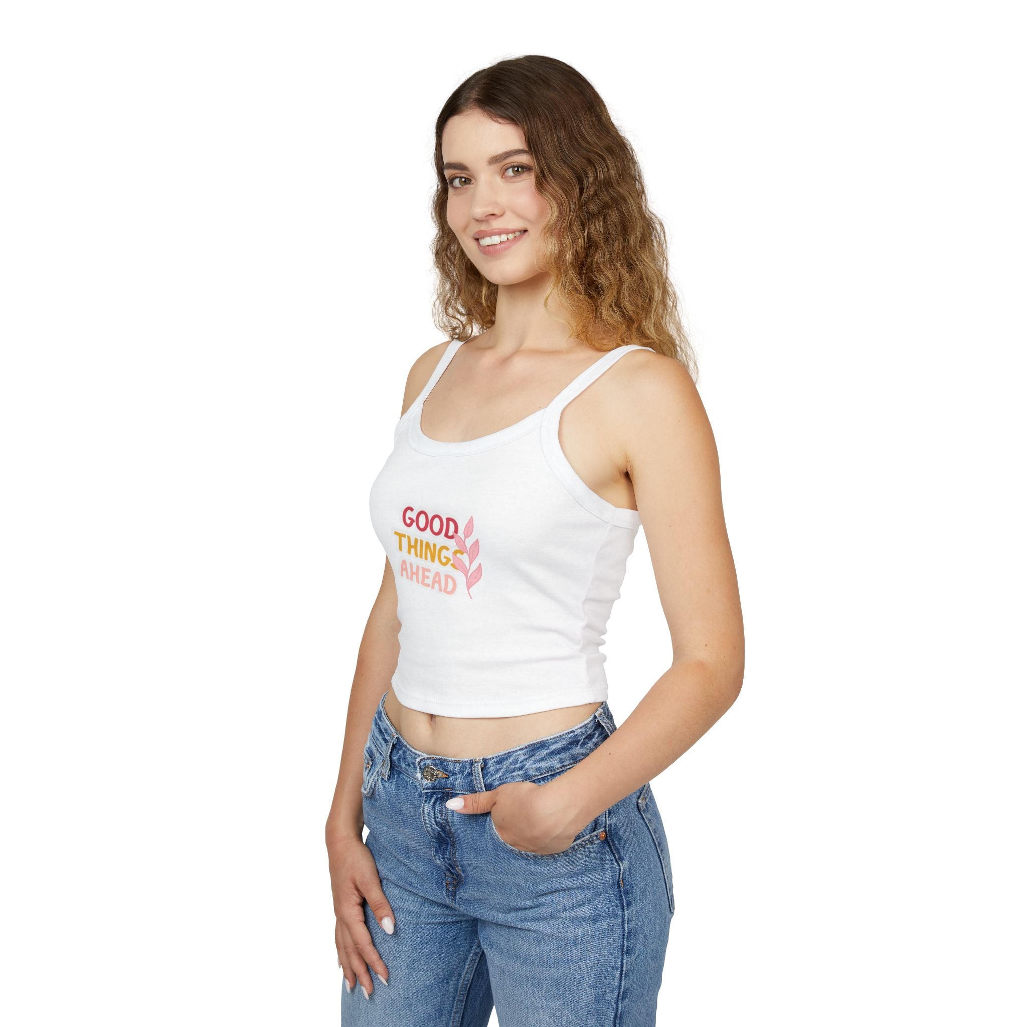 Optimistic Women's Spaghetti Strap Tank Top, Casual Summer Top, Inspirational Sleeveless Shirt, Gift for Her, Trendy Layering Piece