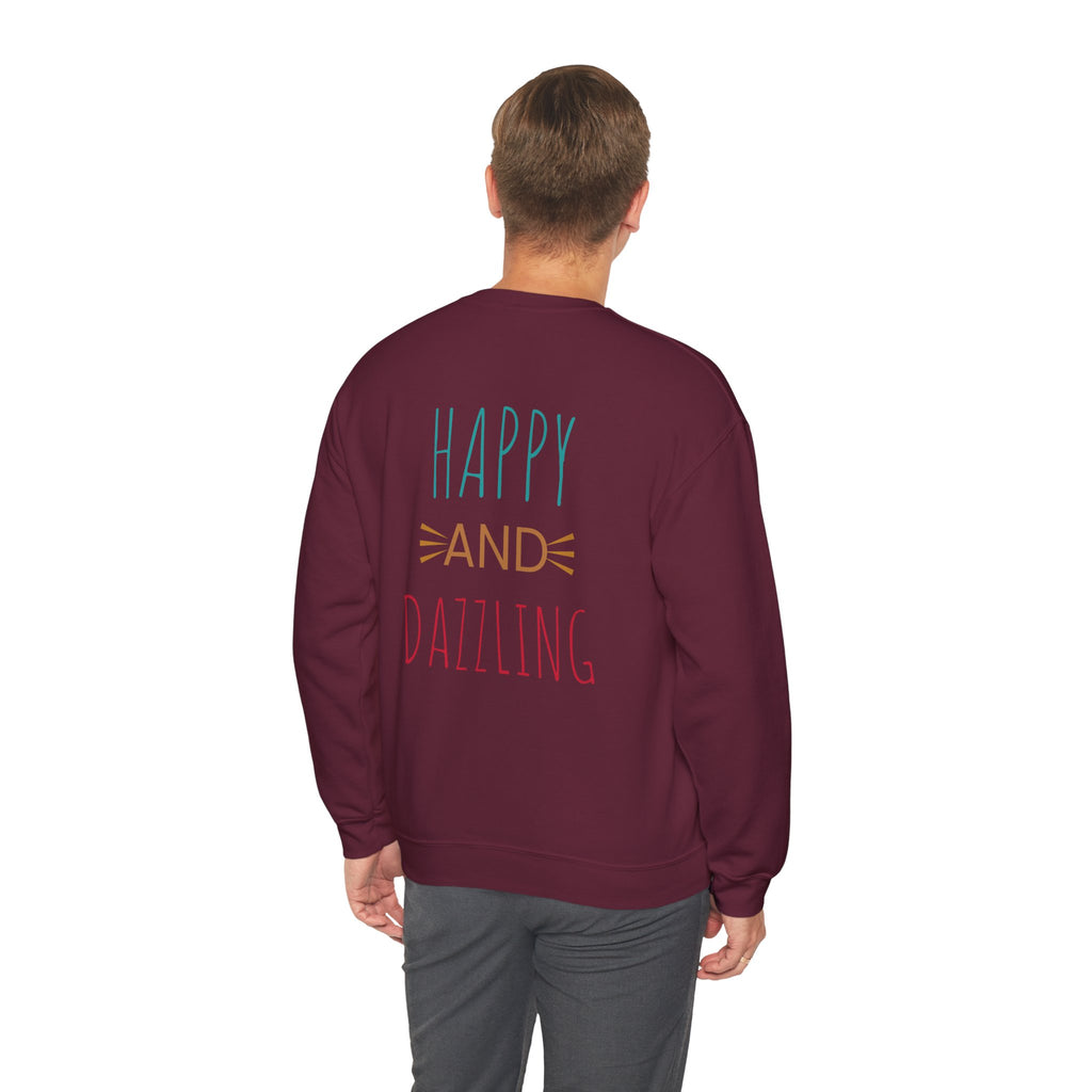 Happy and Dazzling Unisex Heavy Blend™ Crewneck Sweatshirt, Cozy Gift, Casual Wear, Everyday Comfort, Perfect for Birthdays or Celebrations