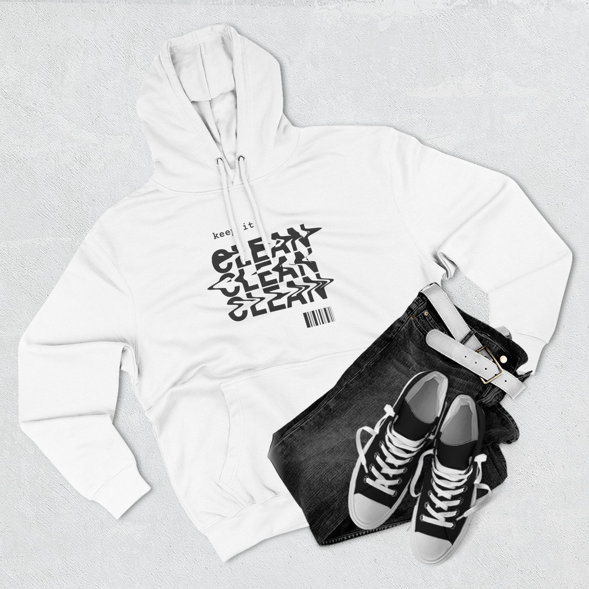 Stylish Fleece Hoodie with ‘Keep It Clean’ Design, Cozy Winter Apparel, Ideal for Casual Outfits, Gifts for Friends, Unique Streetwear