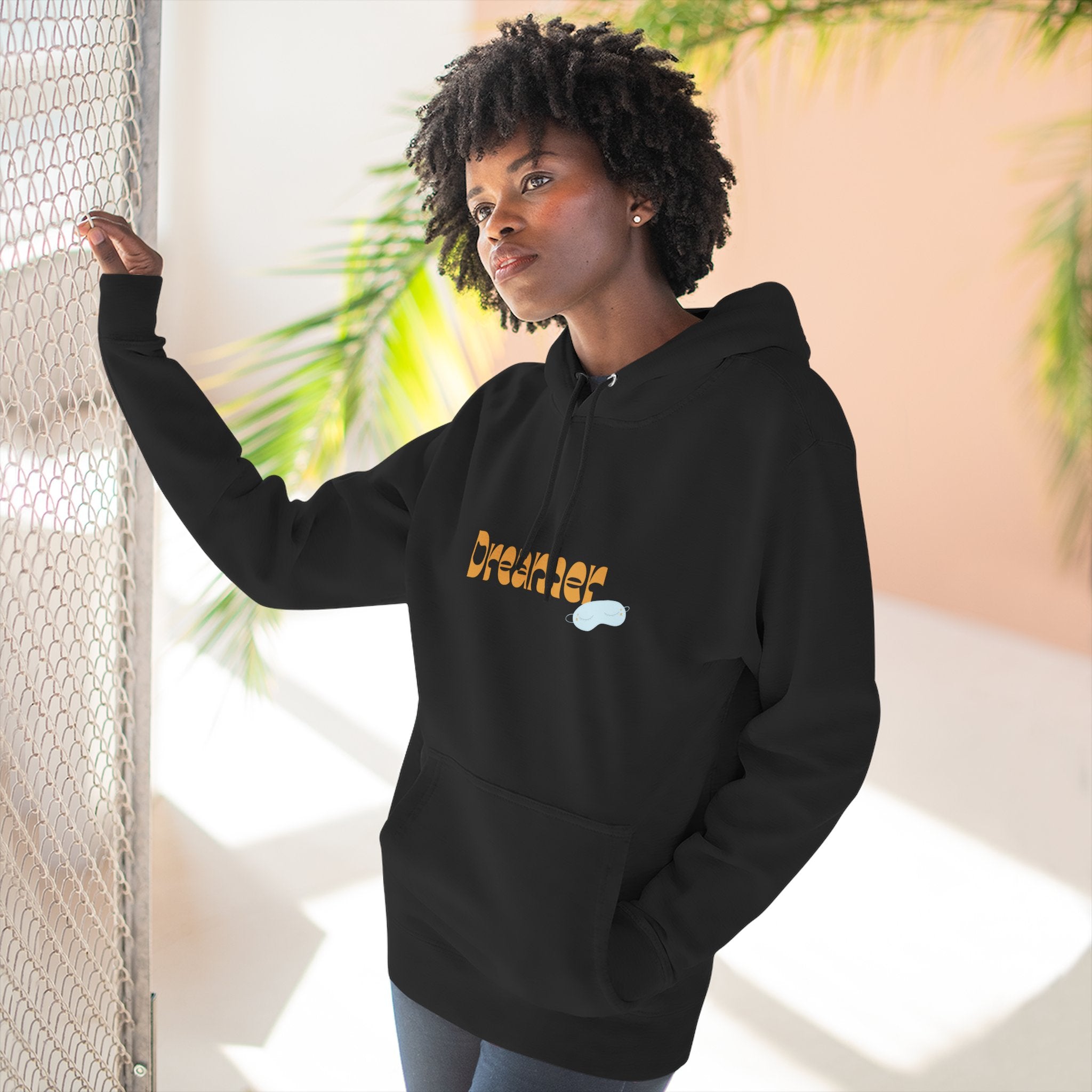 Dreamer Three-Panel Fleece Hoodie | Cozy Sweatshirt, Gift for Dreamers, Casual Wear, Inspirational Apparel, Everyday Comfort