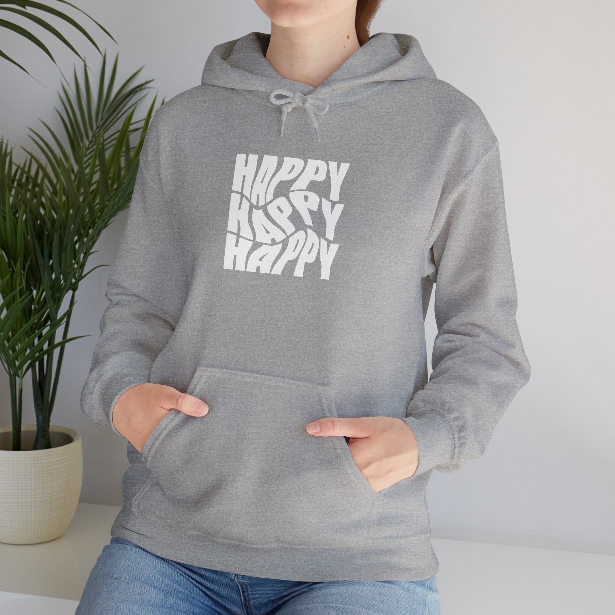 Happy Vibe Unisex Hoodie, Cozy Sweatshirt, Gift for Friends, Casual Wear, Birthday Gift, Everyday Comfort