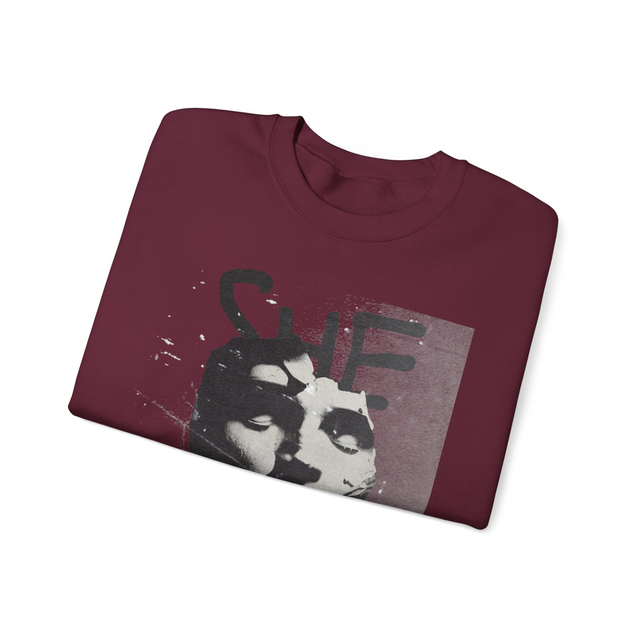 Artistic Unisex Crewneck Sweatshirt - SHE ART Graphic, Cozy Fashion, Bold Statement Piece, Gift for Creatives, Everyday Wear